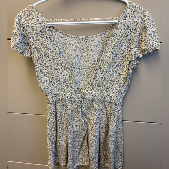 Forever 21 Blue Green A-line Mini Dress dainty floral Flutter Sleeves size Small - Picture 4 of 10
